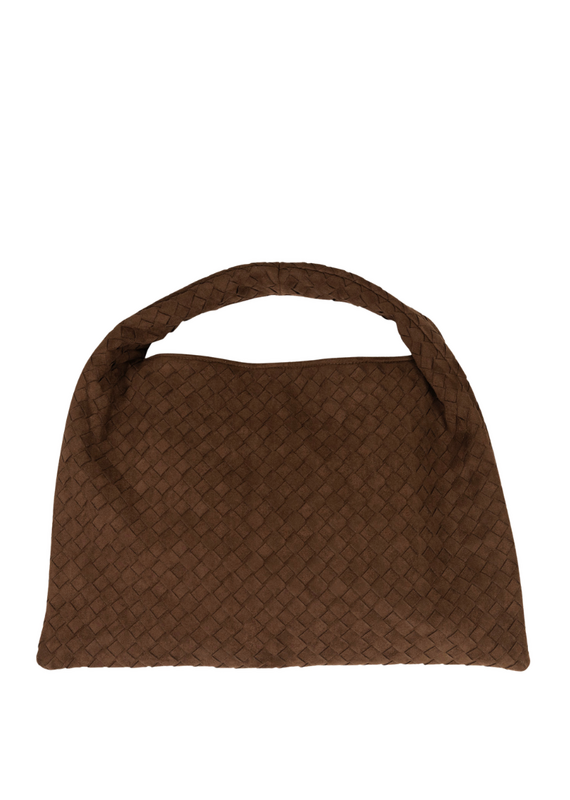 21Jewelz Grote gevlochten tas - suede bruin