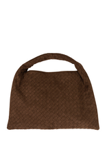 21Jewelz Grote gevlochten tas - suede bruin