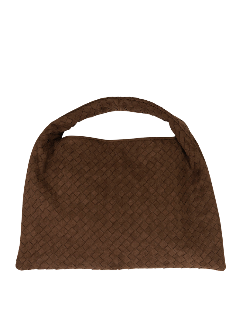21Jewelz Grote gevlochten tas - suede bruin