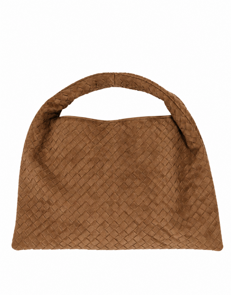 21Jewelz Grote gevlochten tas - suede camel