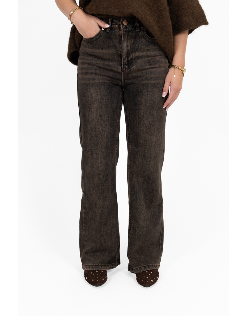 21Jewelz Wide leg jeans - washed donkerbruin