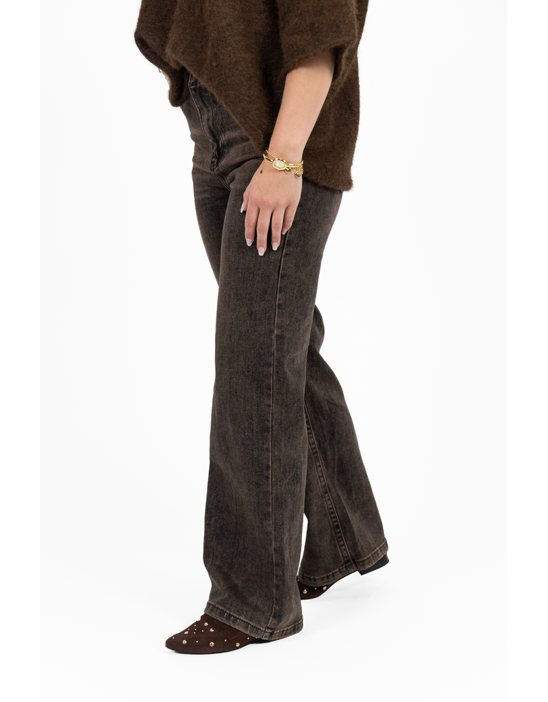 21Jewelz Wide leg jeans - washed donkerbruin