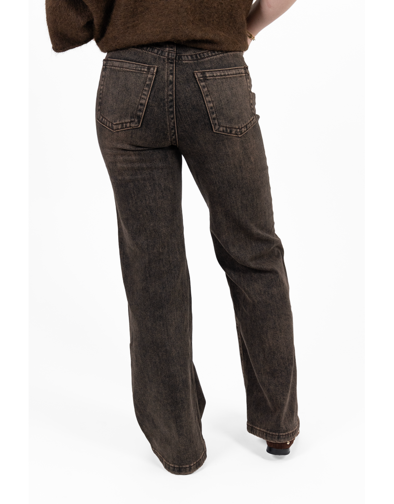 21Jewelz Wide leg jeans - washed donkerbruin