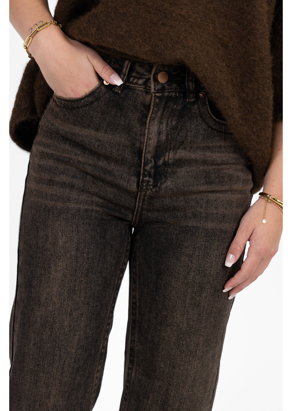 21Jewelz Wide leg jeans - washed donkerbruin