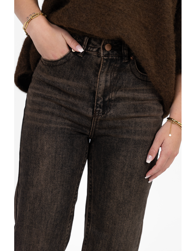 21Jewelz Wide leg jeans - washed donkerbruin