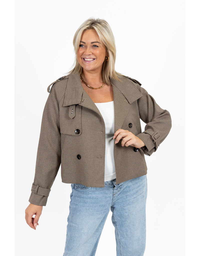 21Jewelz Korte geruite trenchcoat - bruin/beige