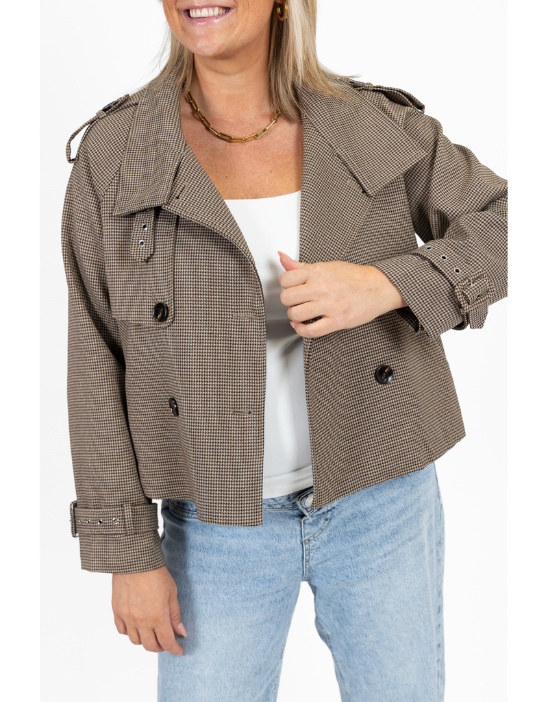 21Jewelz Korte geruite trenchcoat - bruin/beige