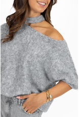 21Jewelz Gebreide one shoulder truitje - lichtgrijs