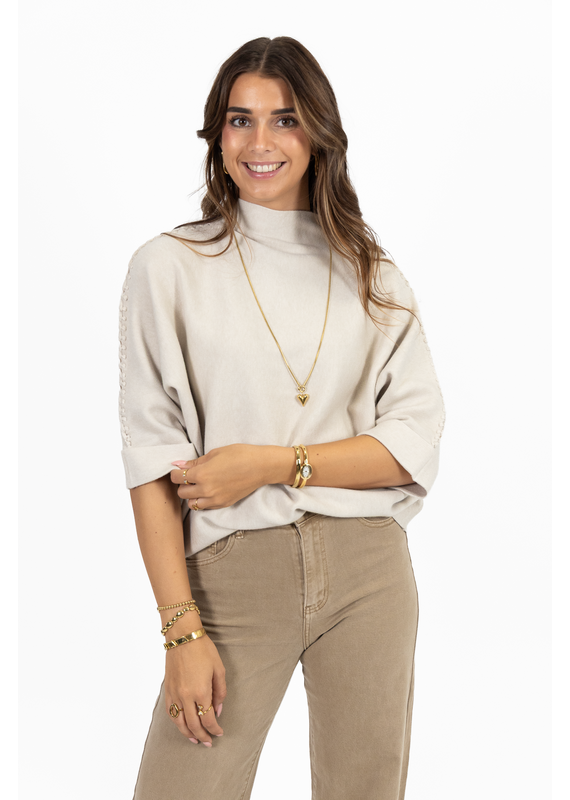 21Jewelz Trui met hoge hals en vlechtdetail - ecru