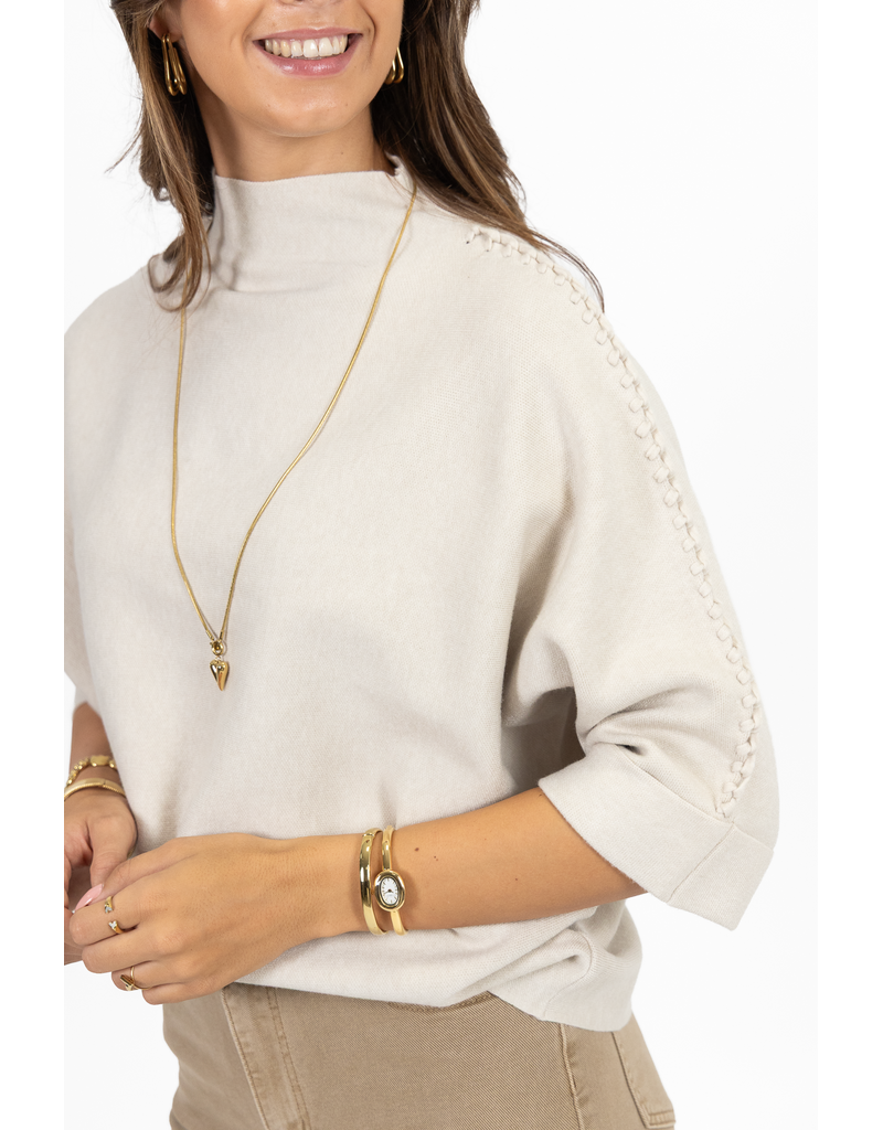 21Jewelz Trui met hoge hals en vlechtdetail - ecru