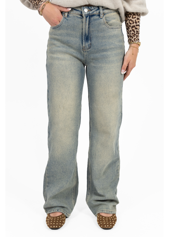 21Jewelz Wide leg jeans met lichte wassing - blauw