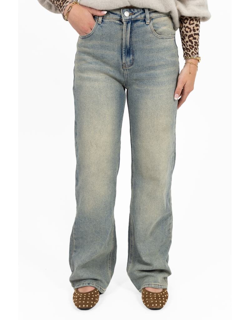 21Jewelz Wide leg jeans met lichte wassing - blauw
