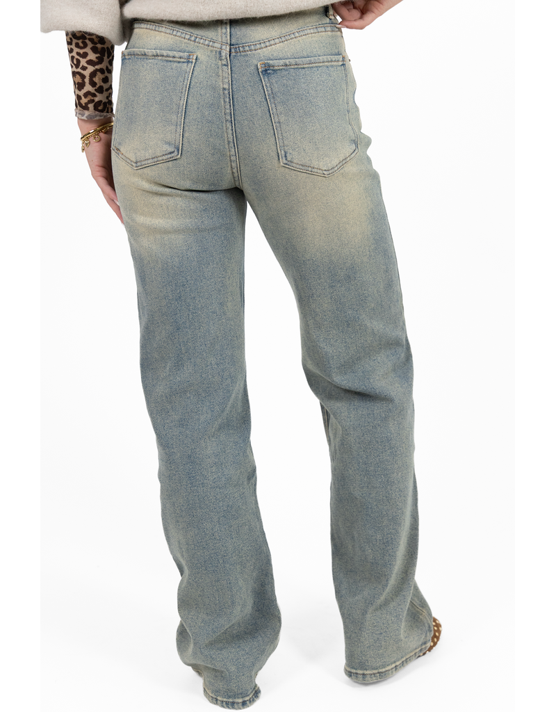 21Jewelz Wide leg jeans met lichte wassing - blauw