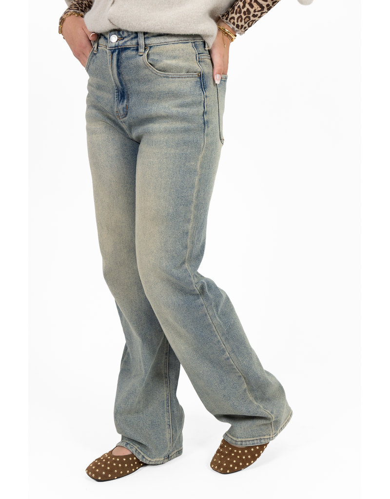 21Jewelz Wide leg jeans met lichte wassing - blauw