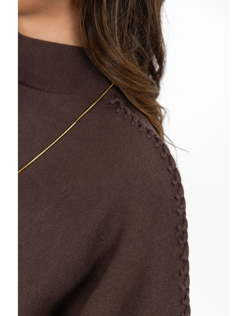 21Jewelz Trui met hoge hals en vlechtdetail - bruin
