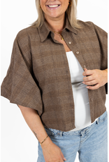 21Jewelz Geruite oversized blouse - beige