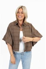 21Jewelz Geruite oversized blouse - beige