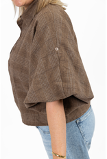 21Jewelz Geruite oversized blouse - beige
