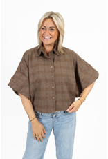 21Jewelz Geruite oversized blouse - beige