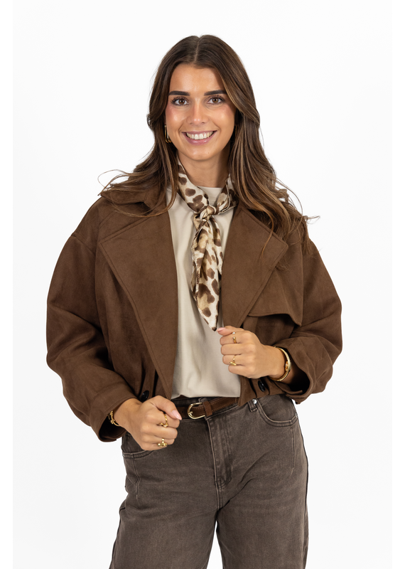 21Jewelz Cropped suede jasje - bruin