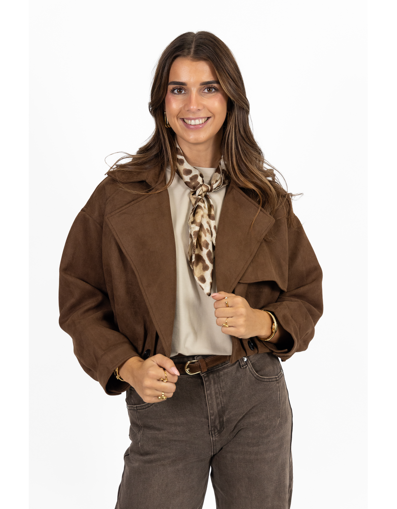 21Jewelz Cropped suede jasje - bruin