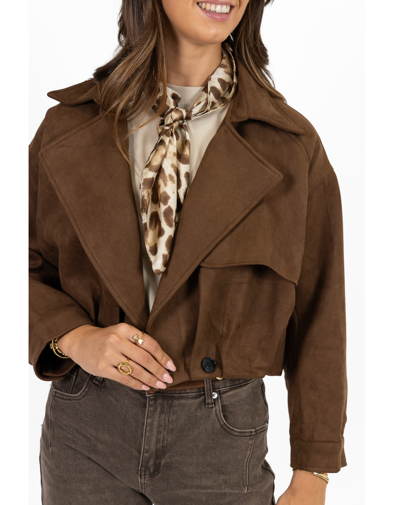 21Jewelz Cropped suede jasje - bruin