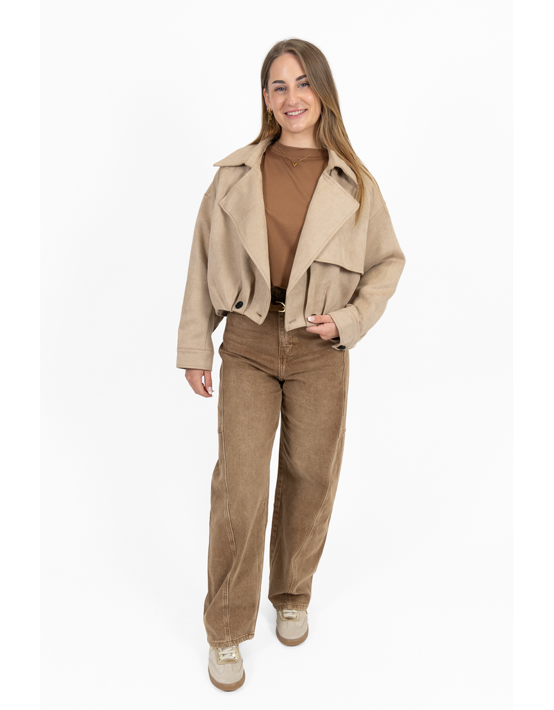 21Jewelz Cropped suede jasje - beige