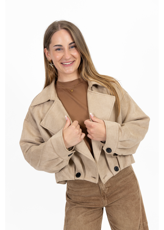 21Jewelz Cropped suede jasje - beige