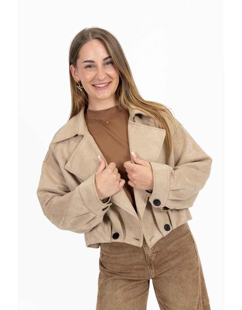 21Jewelz Cropped suede jasje - beige