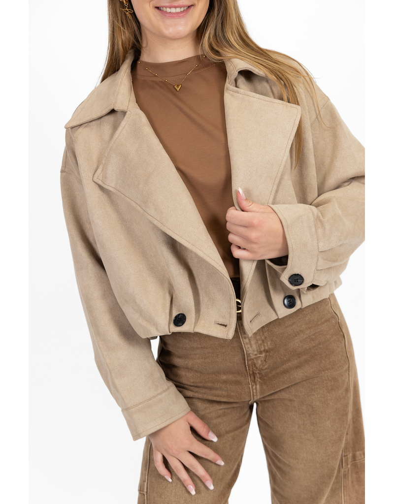 21Jewelz Cropped suede jasje - beige