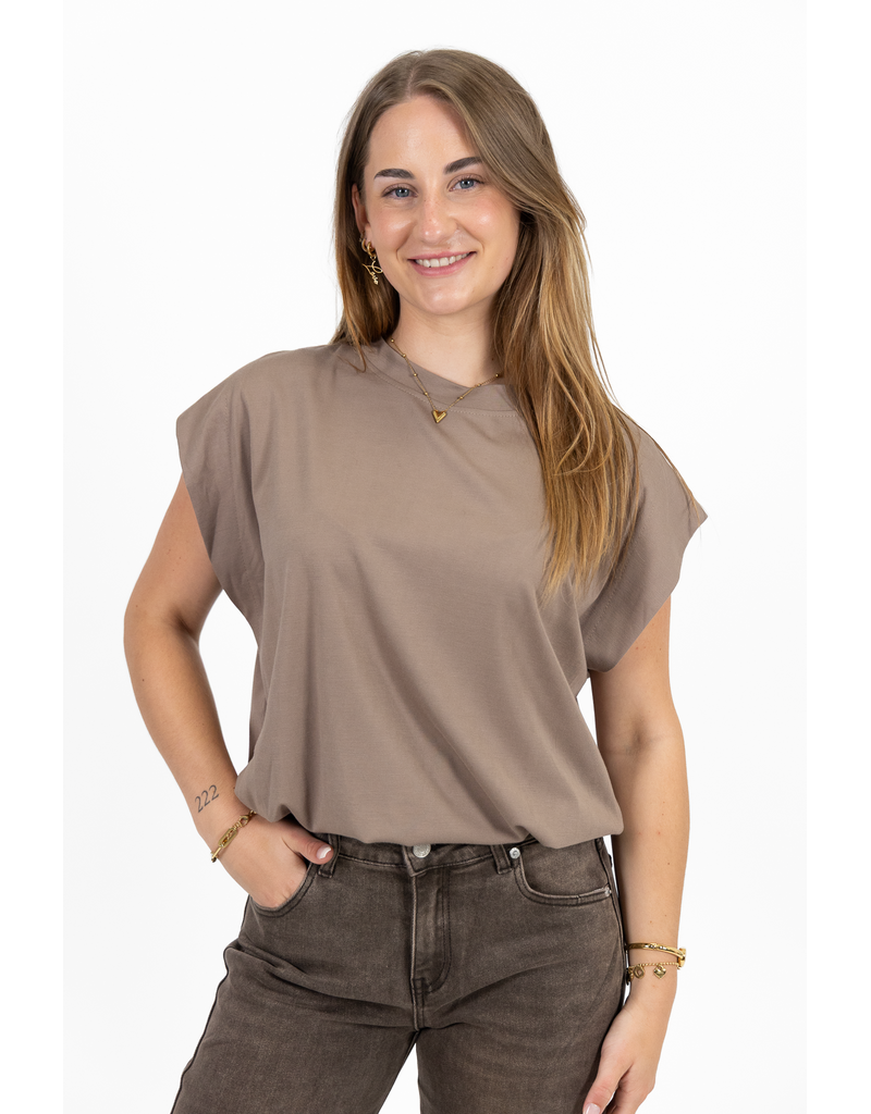 21Jewelz Mouwloze top met elastiek - taupe