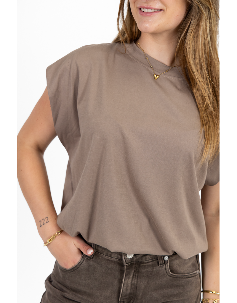 21Jewelz Mouwloze top met elastiek - taupe