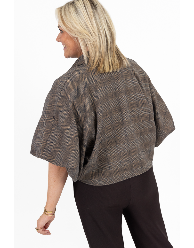 21Jewelz Geruite oversized blouse - bruin
