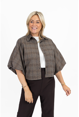 21Jewelz Geruite oversized blouse - bruin