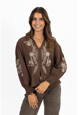 21Jewelz Blouse met bloemenborduursel - taupe