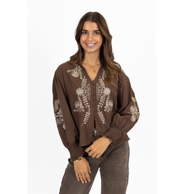 21Jewelz Blouse met bloemenborduursel - taupe
