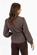 21Jewelz Geruite blouse met ceintuur - bruin