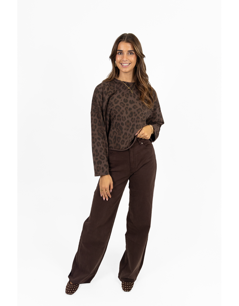 21Jewelz Sweater met panterprint - bruin