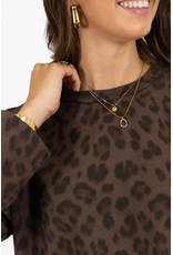 21Jewelz Sweater met panterprint - bruin