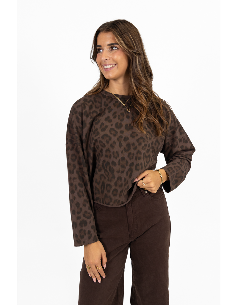 21Jewelz Sweater met panterprint - bruin