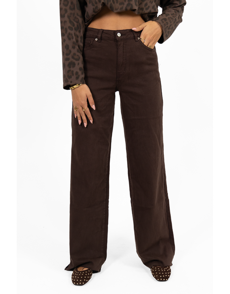 Redial Extra tall wide leg jeans - donkerbruin