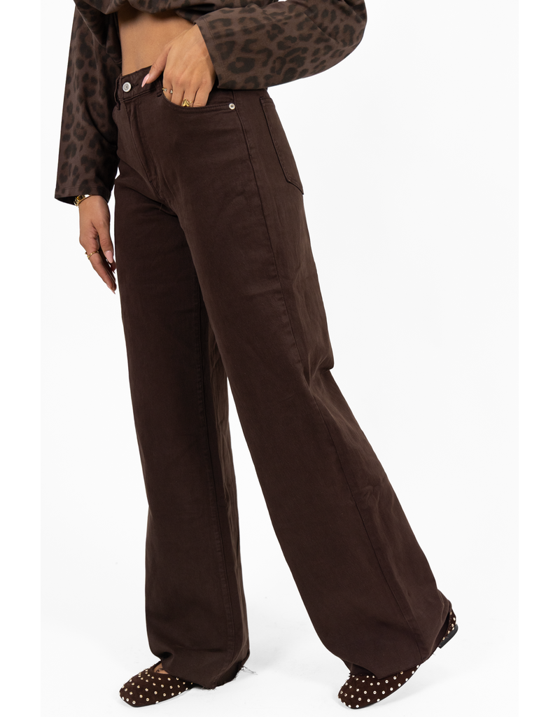 Redial Extra tall wide leg jeans - donkerbruin