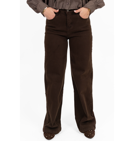 My Tina's Stretch wide leg jeans - donkerbruin