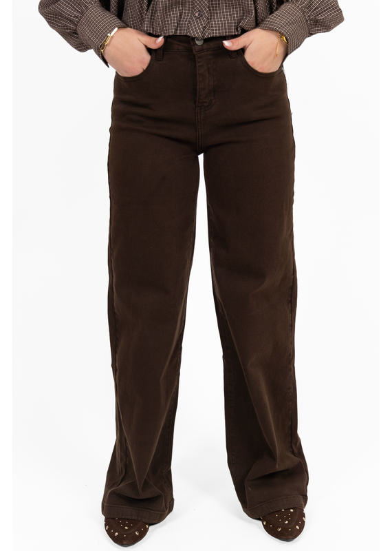 21Jewelz Stretch wide leg jeans - donkerbruin