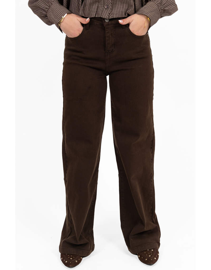 My Tina's Stretch wide leg jeans - donkerbruin