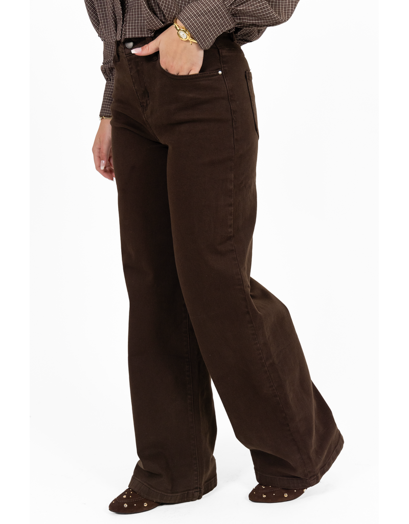 My Tina's Stretch wide leg jeans - donkerbruin