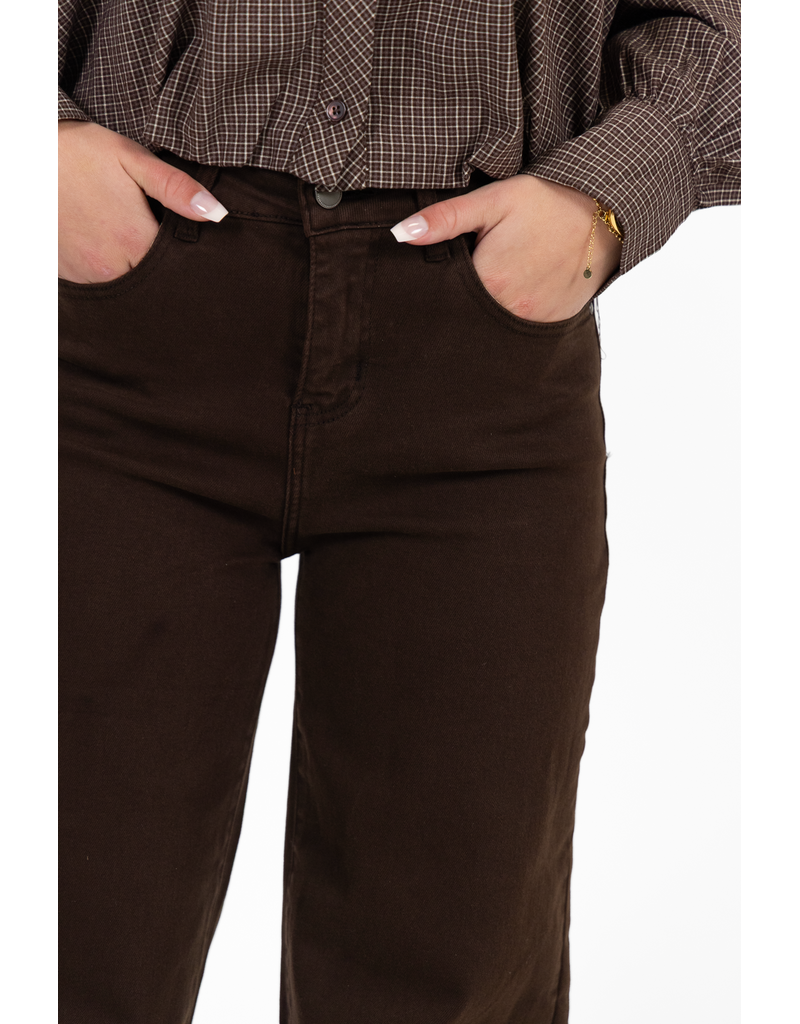 My Tina's Stretch wide leg jeans - donkerbruin