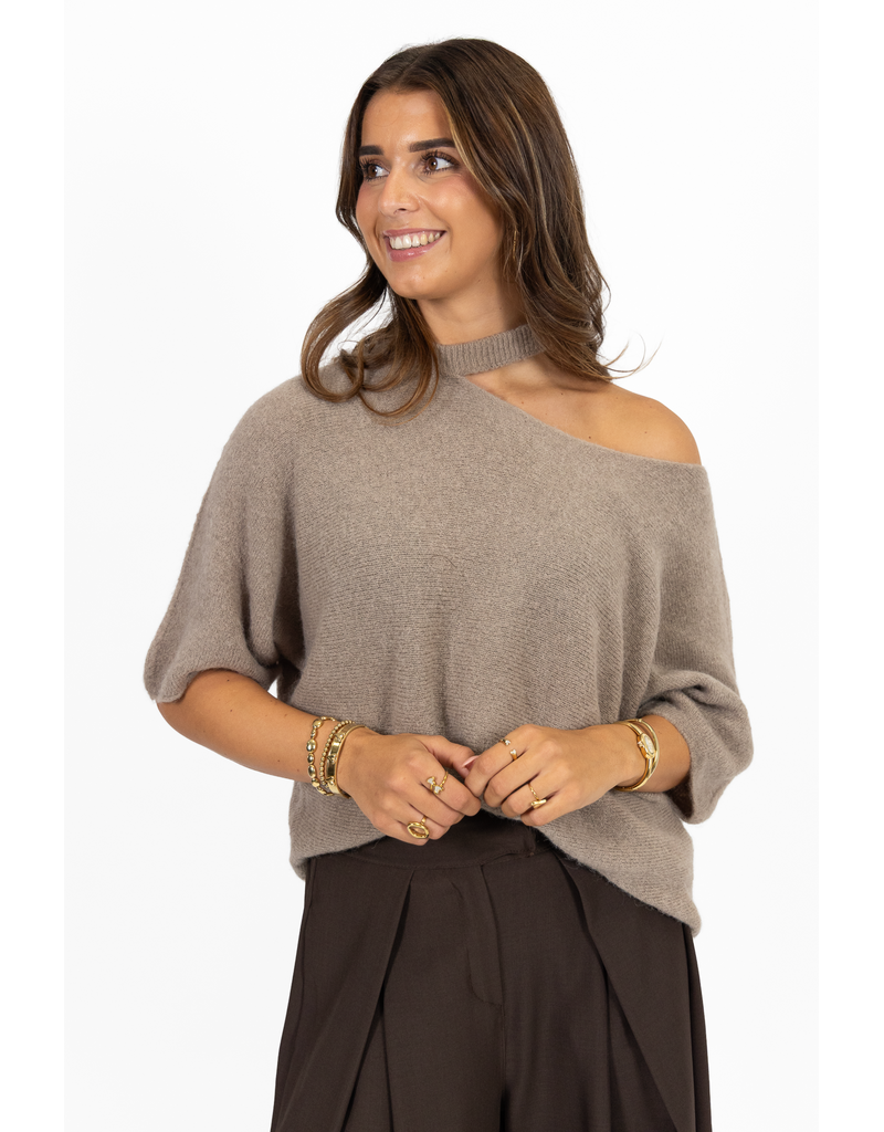 21Jewelz One shoulder trui - taupe
