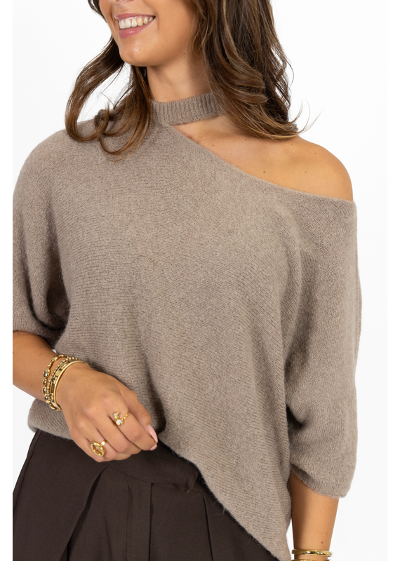 21Jewelz One shoulder trui - taupe