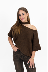 21Jewelz Gebreide one shoulder truitje - bruin
